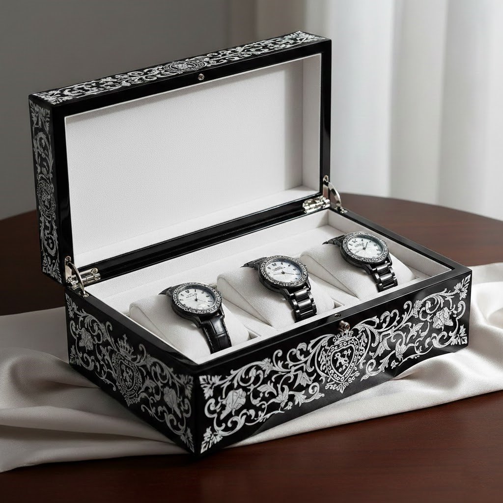 Royal Crest Hand-Engraved Watch Organizer